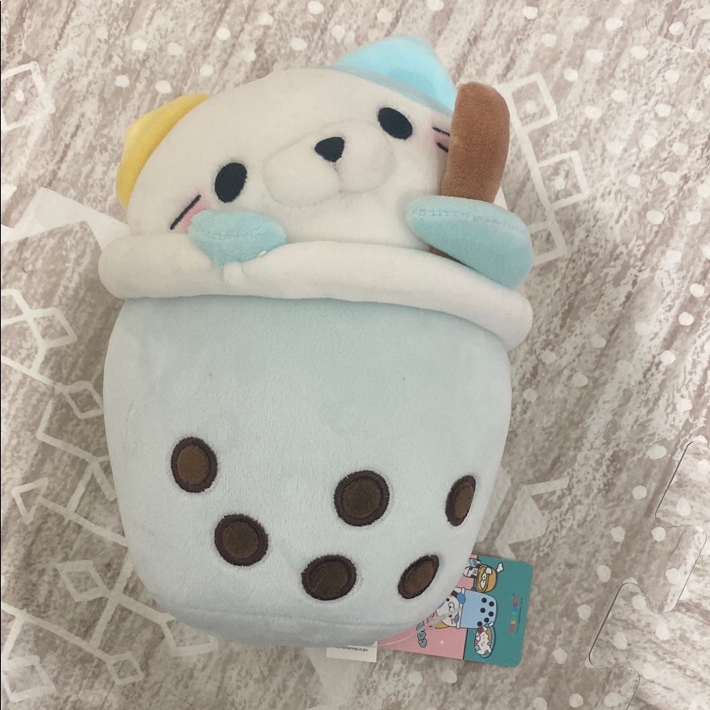 White and Blue Stuffed Boba Cat - Picture 13 of 16